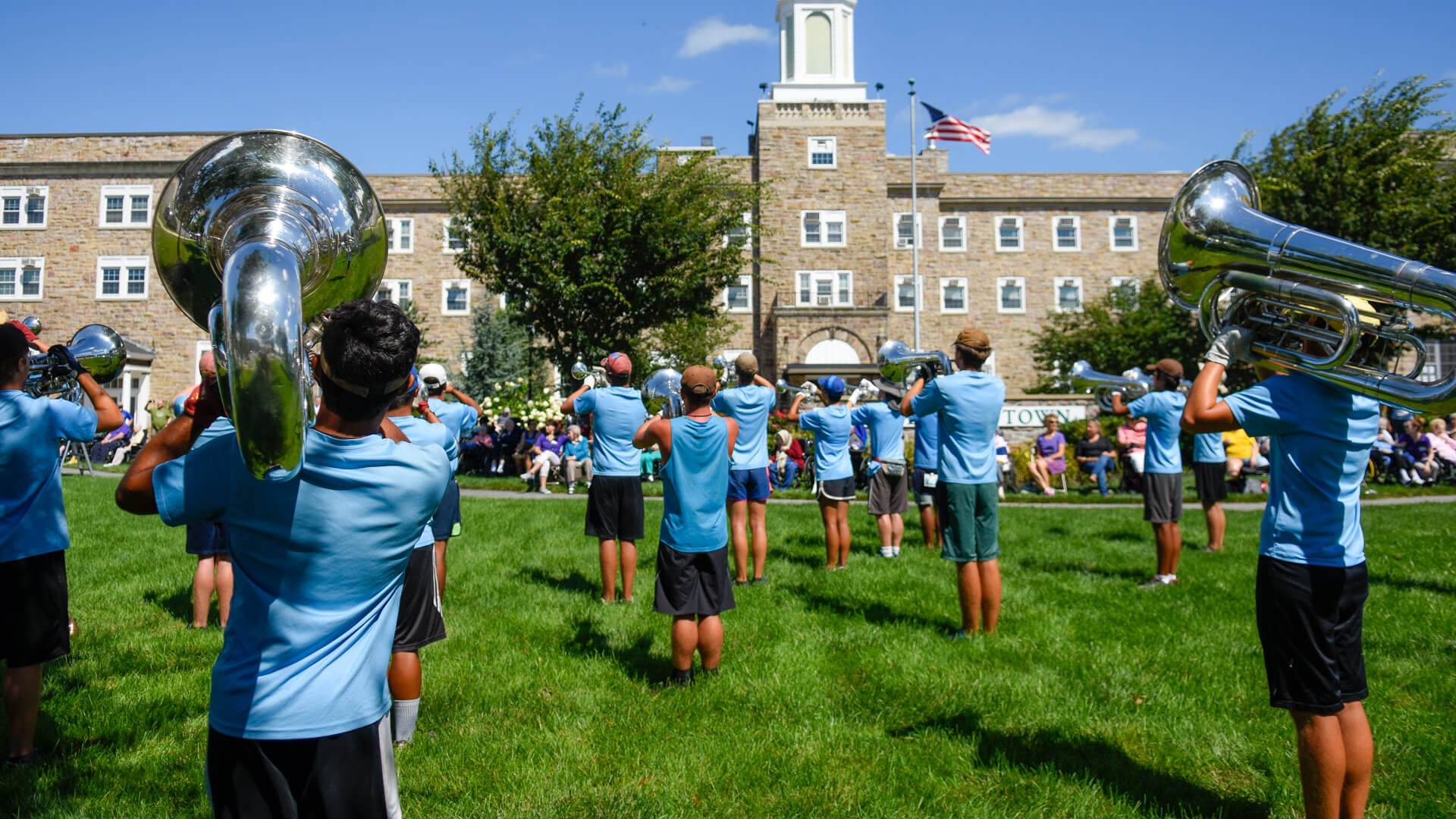 Jersey Surf members perform on the front lawn of Phoebe Allentown.